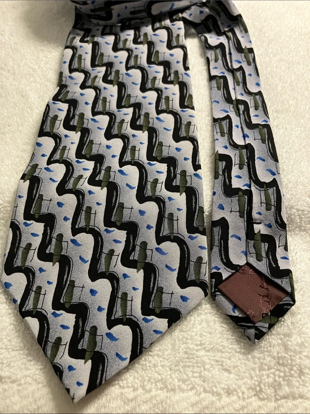 J Garcia New York at Night Coll. 17 Gray Black Blue Silk Tie